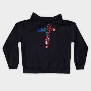 LOVE MY LINEMAN patriotic American design Kids Hoodie